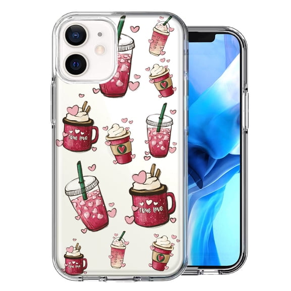 MUNDAZE for Apple iPhone 11 Coffee Lover Valentine's Hearts Pink Drink Latte Double Layer Phone Case Cover