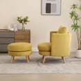 thumbnail image 2 of 30.7" Accent Chair with Ottoman, Modern Upholstered Armchair with Footrest, Wooden Leg and Throw Pillow, Comfy Wingback Single Sofa Set for Living Room,  Bedroom, Dorm Room, Office, Mustard, 2 of 7