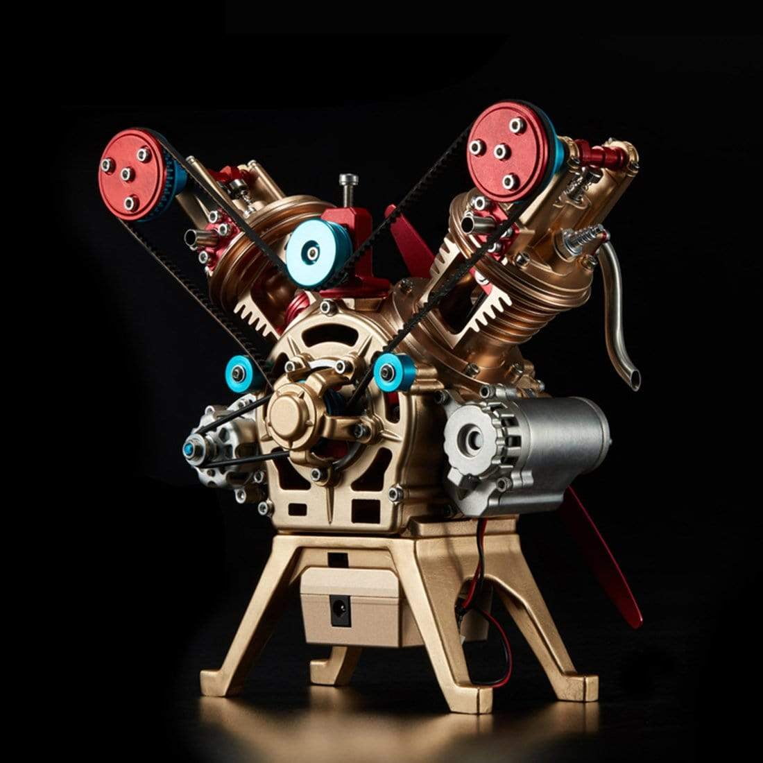 V2 Double Cylinder Metal Mini Car Engine Model Kit Manual Assembly Adults Kids Creativity Toy Collection Decoration