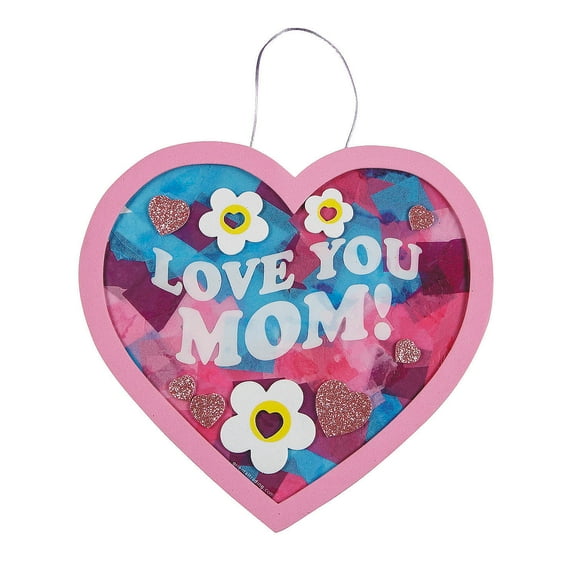 Fun Express 8" x 7 1/2" Love You Mom Tissue Paper Acetate Sign Craft Kit - Makes 12