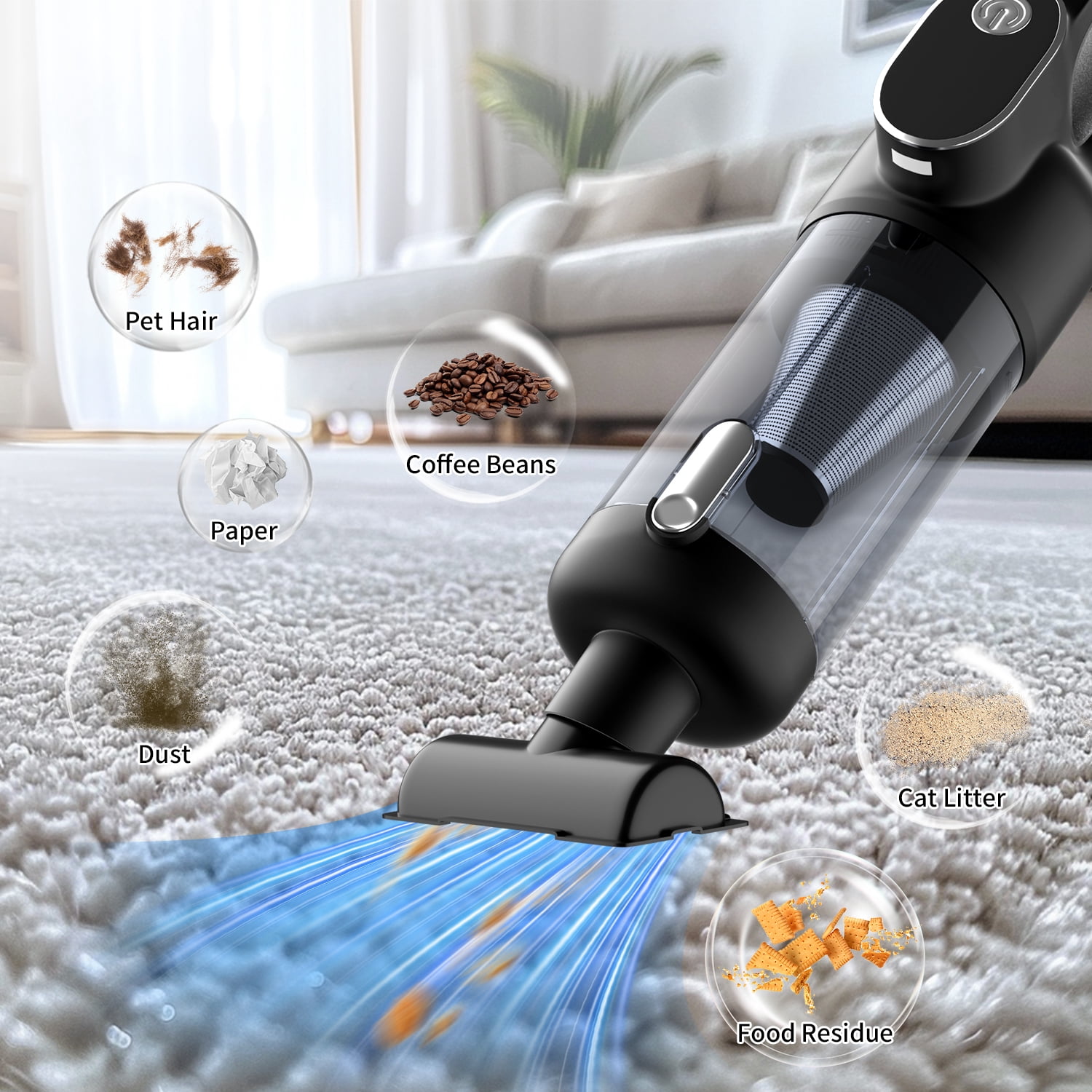 Furnhome Cordless Car Vacuum Cleaner - 2-in-1 Handheld Vacuum and Air Duster | 15000Pa High Power with Brushless Motor & 5000mAh Battery | Suitable for cars, homes, offices, and pets.