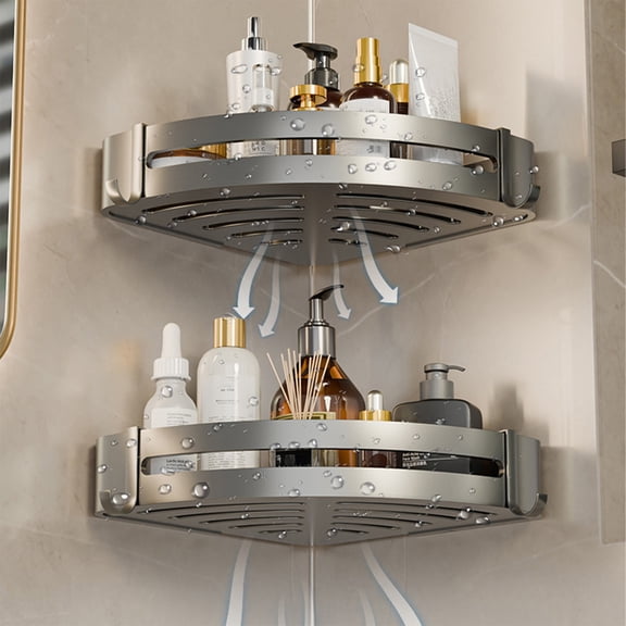 AuroraX Shower Storage Rack Bathroom Organizer,Multifunctional Corner Space Saving Wall-Mounted Toilet Tank Rack Gray
