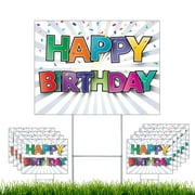 NEXT LEVEL SIGNS | Happy Birthday Yard Signs 10-Pack | Double Sided 24 W x 18 H Inches | Metal Ground Step H-Stake 24" x 10" | Made in the USA (Pack of 10)