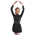 thumbnail image 2 of Miutii Girls Shiny Diamond Figure Ice Skating Dress Long Sleeve Mesh Splice Ballet Roller Skating Dress Black 6, 2 of 7