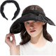 thumbnail image 1 of Visera Crema Negra para Mujer, Gorra con Visera Anti Rayos UV, Sombrero De Playa De ala Ancha, Gorra con Protección Solar, Upf50+, para Ocio Al Aire Libre, Viajes En La Playa, Corr, 1 of 5