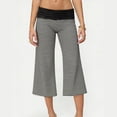 thumbnail image 6 of Resicozy Fold Over Pants Women Y2K Bottoms Yoga Pants Low Rise Foldover Flare Legging Summer Wide Leg Trousers Dark Gray M, 6 of 7