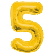 Foil Balloons, Gold 34 inch, Numbers 0 to 9, Wedding Birthday Holiday Party Decoration Party Balloons, Gift Expressions- Gold, Number 5