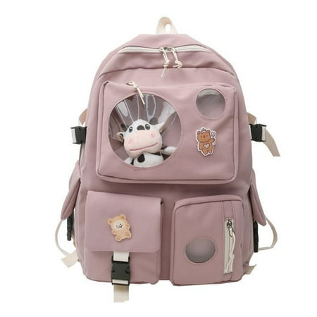 

Toyella Korean Version Of The Mori Department College Style High School College Student Backpack Junior High School Birthday Department Pink with badge and pendant