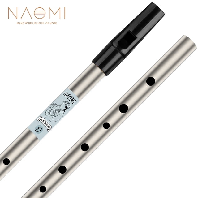NAOMI Silbato de estaño NAOMI en tono D, ideal para música tradicional irlandesa, hecho de latón con acabado plateado (WI0908-034).