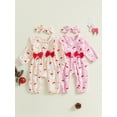 thumbnail image 3 of Newborn Baby Girl Christmas Outfit Santa Claus Ruffle Cotton Linen Jumpsuit Long Sleeve Romper Playsuit with Headband, 3 of 8