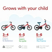 smarTrike Xtend 3-in-1 Convertible Kids Bike, Balance to Pedal Training Bicycle 3Year+, Red