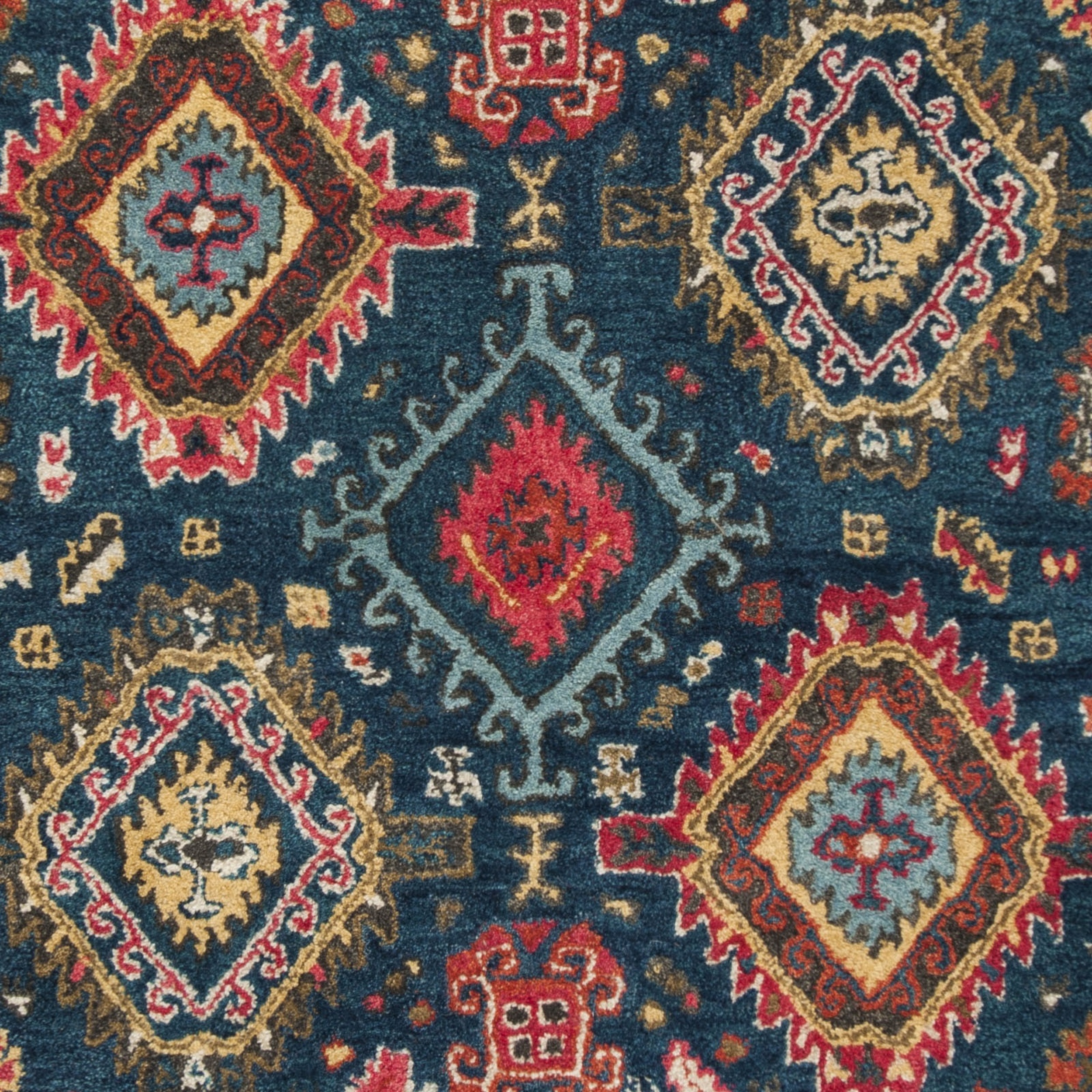 SAFAVIEH Heritage Yasim Geometric Wool Area Rug, Navy/Red, 3' x 5'