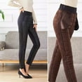 thumbnail image 4 of Women Cotton Pants Elastic High Waist Straight Leg Long Trousers with Pockets Patchwork Color Thickened Quilted Pants, 4 of 8