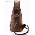 thumbnail image 4 of BadPiggies Men's Leather Sling Bag Daypack Shoulder Chest Crossbody Bag Anti Theft With USB Charging Port"Light Brown", 4 of 8