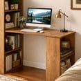 thumbnail image 2 of 48" Computer Desk with 4-Tier Bookcase, Modern Reversible Home office Desk Writing Desk for Small Spaces, Natural, 2 of 7