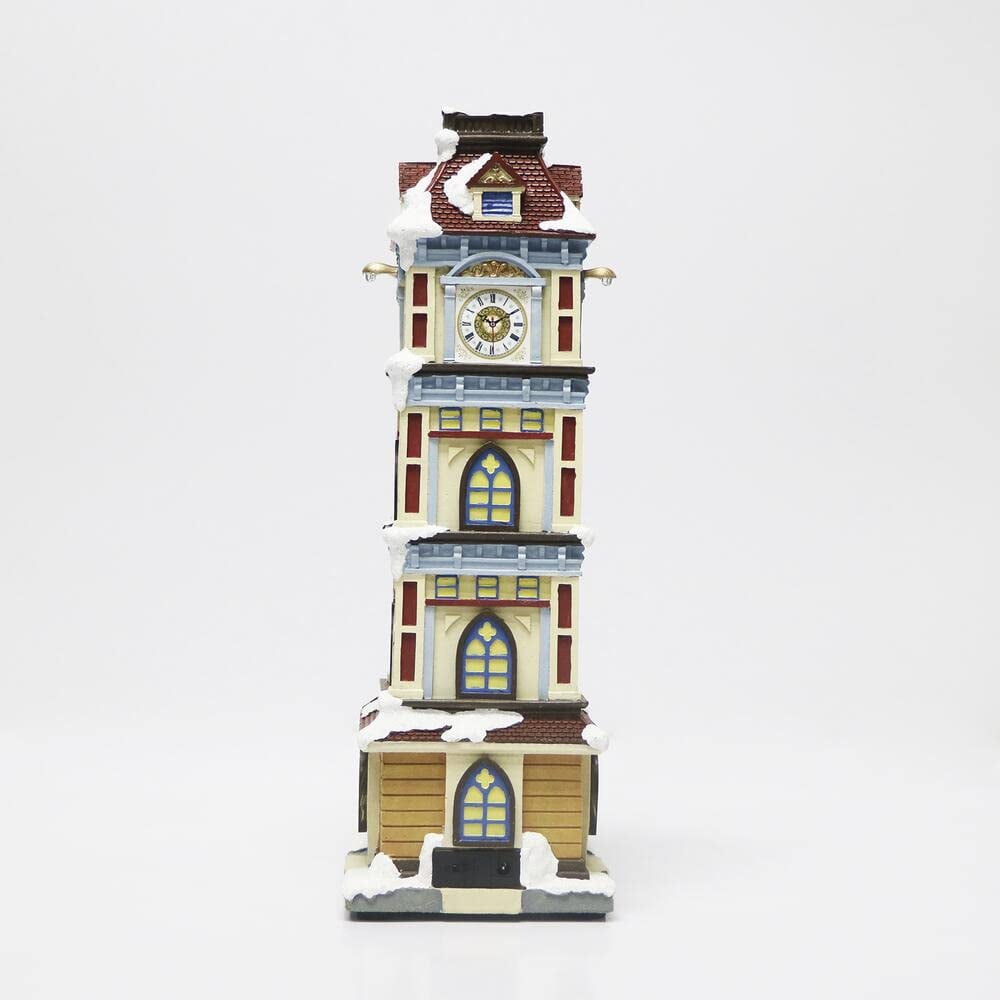 Menards Christmas Village Clock Tower Holiday House Prelit Building