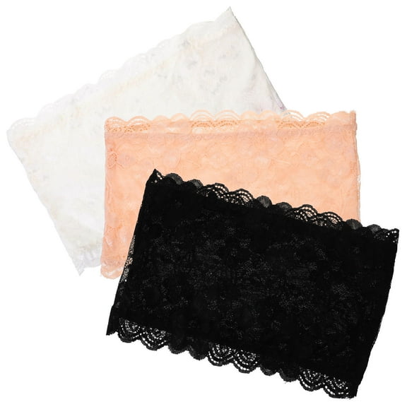 Healifty 3Pcs Seamless Strapless Lace Tube Bras Bandeau Bralettes Elastic Comfortable Fit