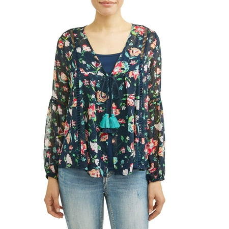 - Women's Woven Blouse Jacket with Cami