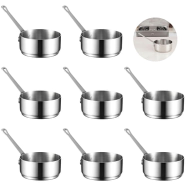 8 Pcs 304 Stainless Steel Sauce Cups with Handle, 3.4 fl oz Mini Dipping Bowls, 2.8 in Diameter, 1.3 in High, Stackable Condiment Cups for Kitchen, Gravy, Ketchup, Chocolate
