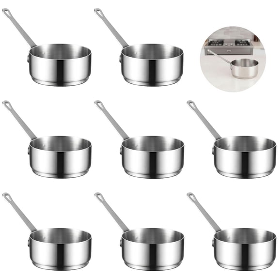 8 Pcs 304 Stainless Steel Sauce Cups with Handle, 3.4 fl oz Mini Dipping Bowls, 2.8 in Diameter, 1.3 in High, Stackable Condiment Cups for Kitchen, Gravy, Ketchup, Chocolate