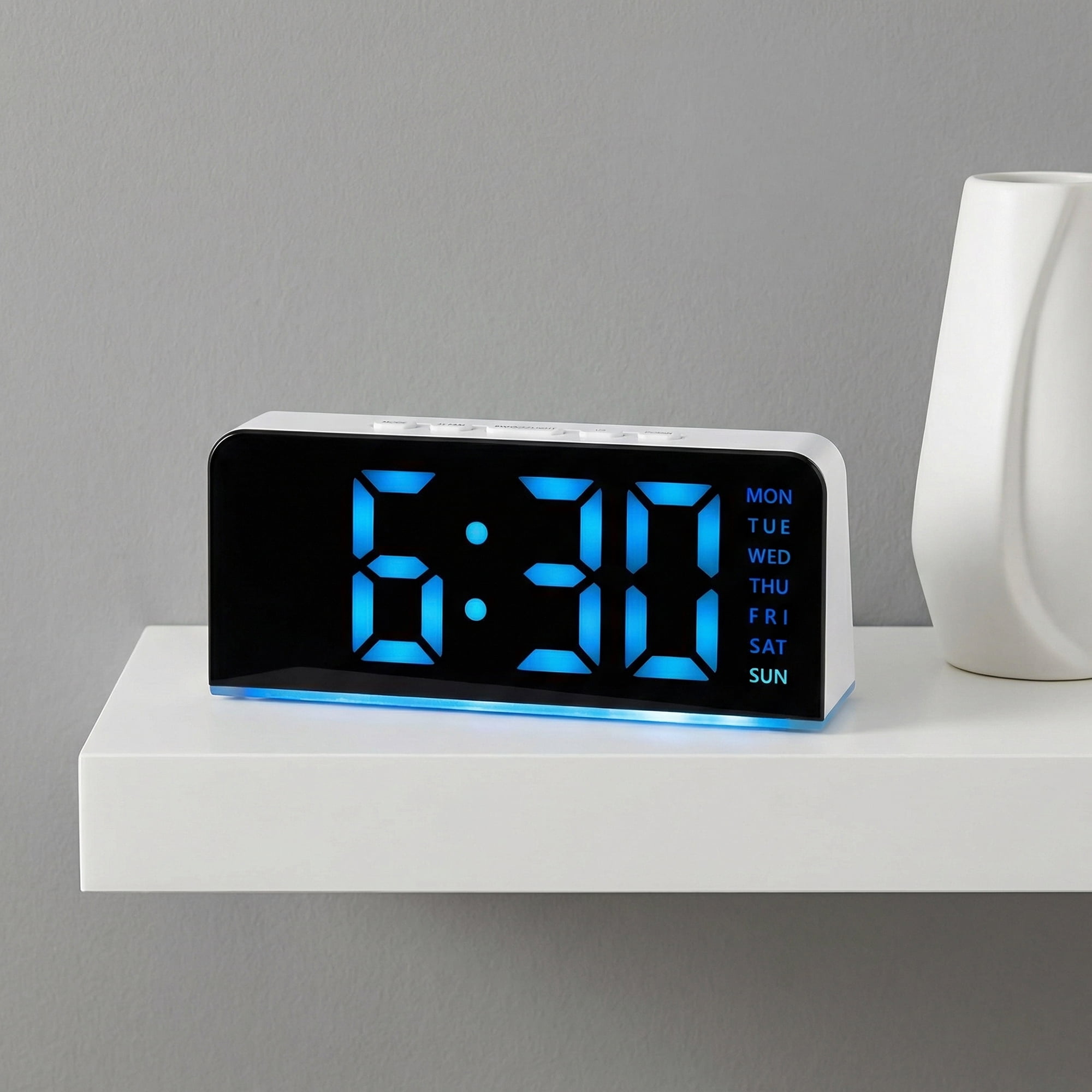 Unique Bargains Dimmable Dual Alarm Clock for Nightstand 6.3" x 1.6" x 2.6"