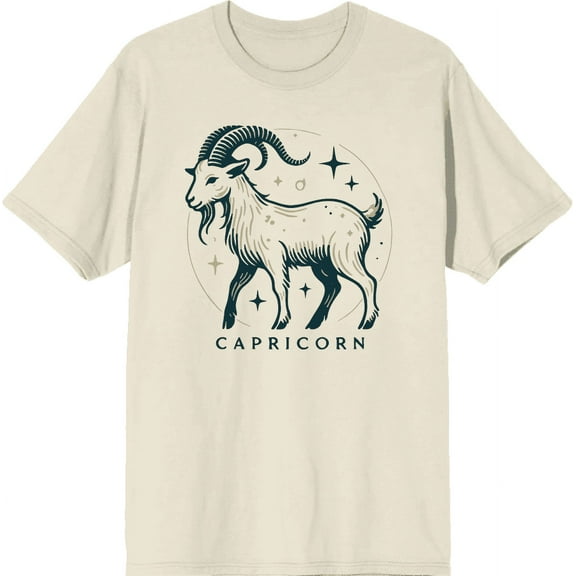 Capricorn Zodiac Sign Adult Natural Crew Neck Short Sleeve Tee-XXL