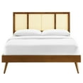 thumbnail image 4 of Kelsea Cane and Wood Queen Platform Bed With Splayed Legs Walnut, 4 of 7
