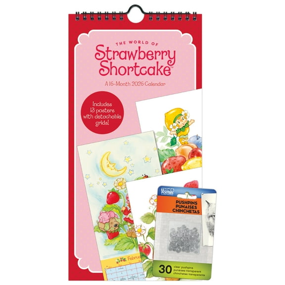 Trends International 2026 Strawberry Shortcake Mini Poster Calendar & Push Pins