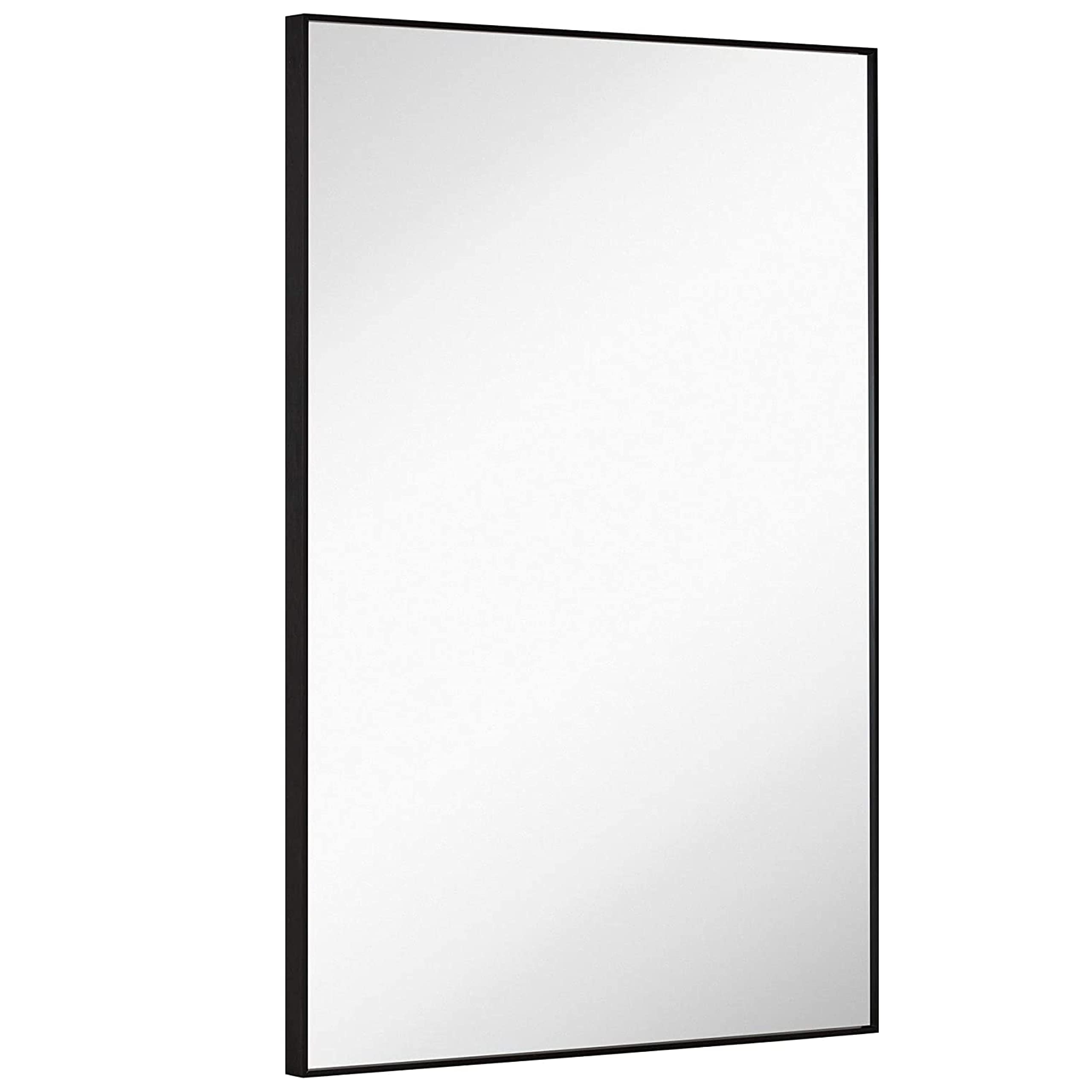 Black Brushed Metal Vanity Mirror Simple Edge Mirrors For Wall Bathroom