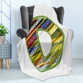 thumbnail image 4 of Letter D Soft Flannel Fleece Throw Blanket, Letter of Ornament D from Alphabet Winter Color Scheme Designs Old School Retro, Cozy Plush for Indoor and Outdoor Use, 70" x 90", Multicolor, by Ambesonne, 4 of 5