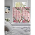 thumbnail image 3 of Pink Spring Floral Bathroom Window Curtain, Watercolor Flowers Butterfly Checkered Light Filtering Coffee Kitchen Curtains, Bedroom Living Room Curtains 2 Panel 84"x45", 3 of 6