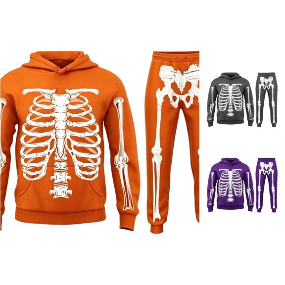 Zylarhe Baby Girls Boys Halloween Cosplay Set Long Sleeve Zipper Hooded Romper Pants Orange 3-4 Years