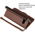 thumbnail image 4 of Wallet Case for Samsung Galaxy S10, 5 Card Slots Magnetic Closure Zipper Pocket Handbag PU Leather Flip Case with Wrist Strap TPU Kickstand Cover for Samsung Galaxy S10 - Brown, 4 of 14