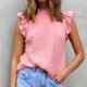thumbnail image 1 of Fiudx Camisas para Mujer Camisetas Sin Mangas Informales con Cuello Alto y Volantes Lisos para Mujer, 1 of 7