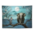 thumbnail image 5 of GOSMITH  Moon Ocean Tapestry Wall Hanging Teal Blue Sea Starry Night Sky White Cloud Funny Animals Elephant White Flowers Tree Aesthetic Tapestry for Bedroom Living Room Indie Decor, 5 of 7