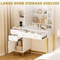 thumbnail image 3 of Bingirl White Vanity Desk with LED Lighted Mirror and Power Outlet - 3 Lighting Colors Makeup Dressing Table for Bedroom, 3 of 6