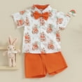 thumbnail image 5 of Douhoow Toddler Boys Easter Outfits 2T 3T 4T 5T Kid Summer Rabbit Print Bowtie Short Sleeve Shirts and Shorts, 5 of 9