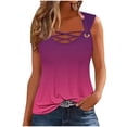 thumbnail image 2 of Homenesgenics Tank Tops for Women under $5 Women's Printed Camisole Sleeveless T-shirt Loose Tank Top Purple M, 2 of 4
