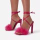 thumbnail image 1 of Sandalias de mujer, verano 2022, punta cuadrada, tacones peludos, zapatos de mujer, fiesta, cordones, correa en el tobillo, nuevas sandalias de moda para mujer39 Gao Jinjia LED, 1 of 1