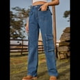 thumbnail image 4 of Pantalones Cargo de Cintura Alta para Mujer, Pantalones Casuales de Pierna con 6 Bolsillos. Azul XL, 4 of 7