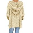 thumbnail image 4 of Beige Fashion Solid Solid Color Hooded Neck Big & Tall Women's Pullover Sweater, Women Fashion Loose Large Size Solid Color Hood Long Sleeves Sweater Tops, 4 of 5