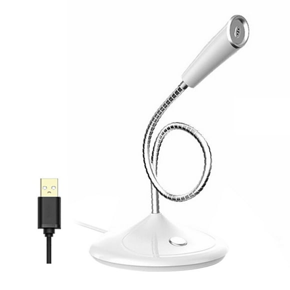 enqiretly Wired Microphone Computer Omnidirectional Mic Noise Cancelling Condenser Microphone, USB, White