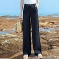thumbnail image 3 of Womens Casual High Waisted Wide Leg Pants Button Up Straight Leg Trousers, 3 of 4