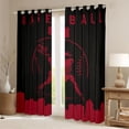 thumbnail image 2 of Homewish Teens Baseball Print Black Out Curtains, Black Crismon Abstract Curtains Pack of 2 (42x63 Each), Cartoon Sports Theme Bedroom Curtains, Blackout Curtains Bedroom Decor, 2 of 6