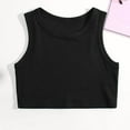 thumbnail image 2 of Akiihool Toddler Undershirts Girls Crop Top Ribbed Knit Kids Cropped Tank Tops Sleeveless Round Neck Racerback Casual Cute Dance Top(Black,5-6 Years), 2 of 4