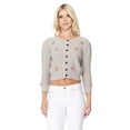 thumbnail image 1 of YEMAK Women's Cherry Pompom 3/4 Sleeve Cropped Honeycomb Knit Cardigan Sweater MK3515-LIGHTGREY/ORANGE-S, 1 of 4