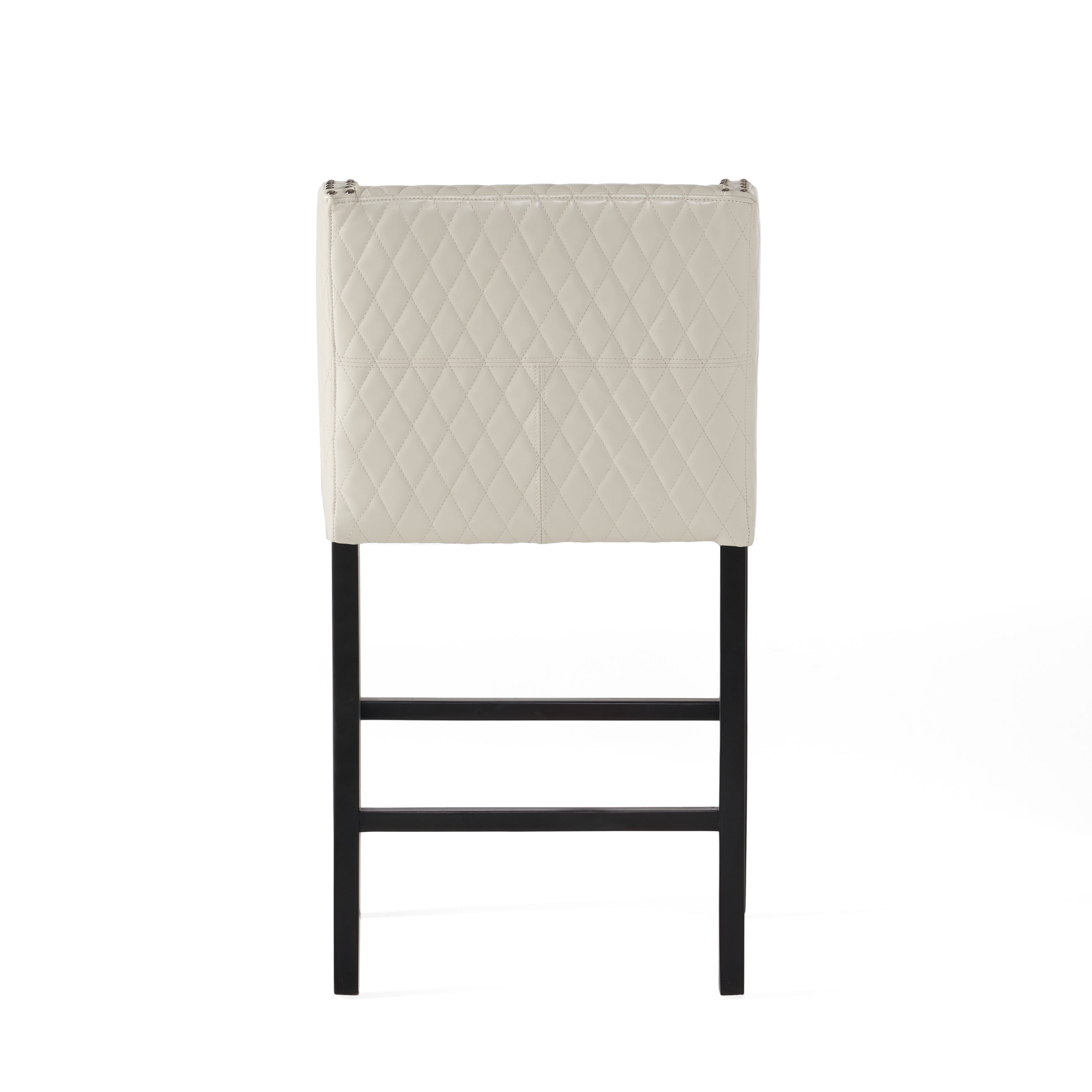 Noble House Eaton Barstool,Bonded Quilted Leather,Ivory