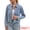 Light Blue, variant on DARING DIVA Women's Lightweight Zip Up Collar Denim Jacket S Light Blue