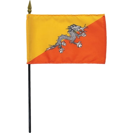 Bhutan - 4"X6" Stick Flag