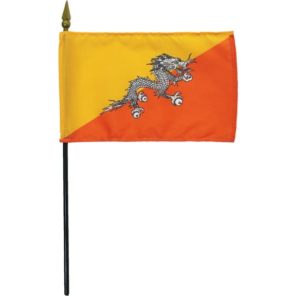 Bhutan - 4"X6" Stick Flag